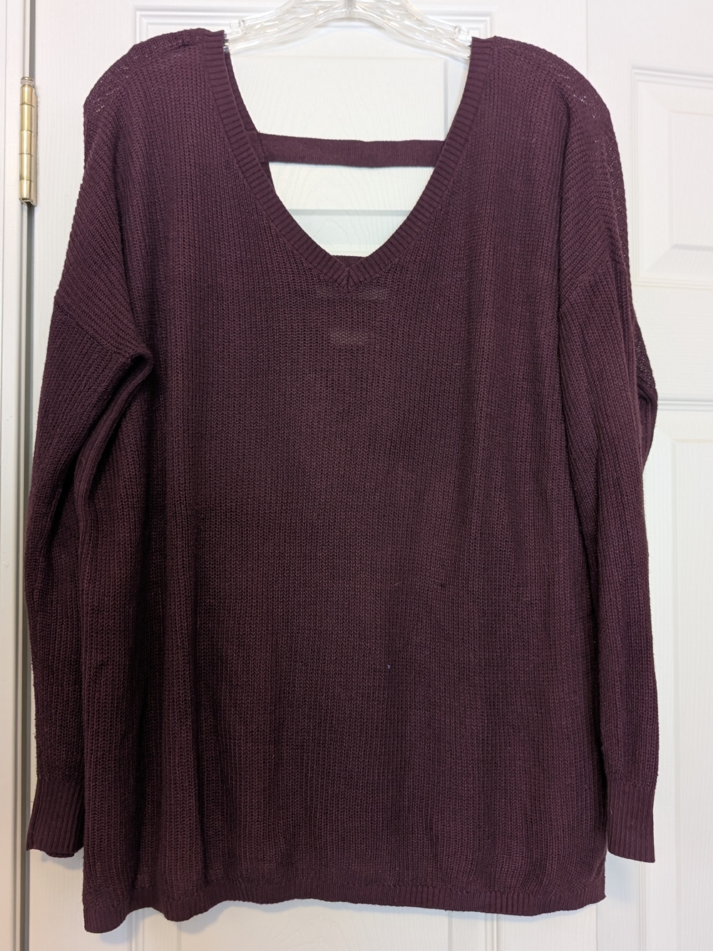 Garage V-Neck Long Sleeve Sweater - Plum